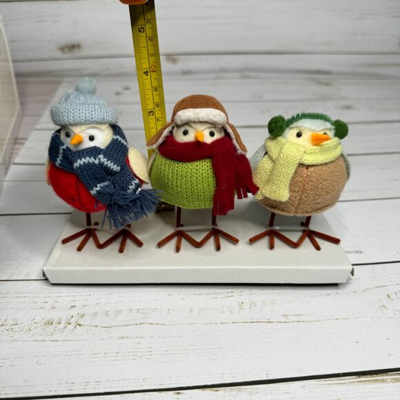 3pc Featherly Friends Mini Fabric Christmas Bird Figurine Wondershop Natural - Picture 10 of 12
